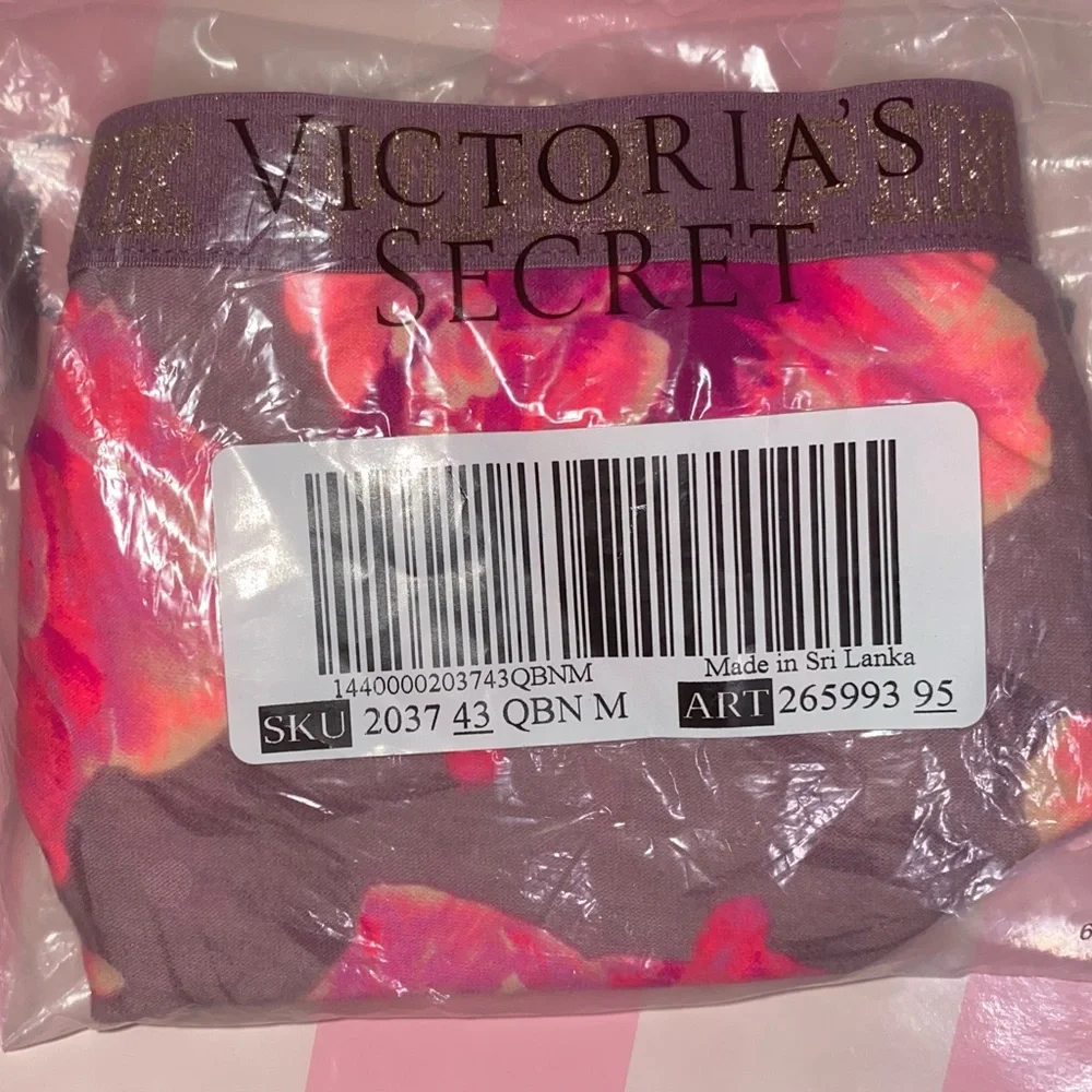 Victoria’s Secret Pink neon floral bikini panties pink panties pink bling gold